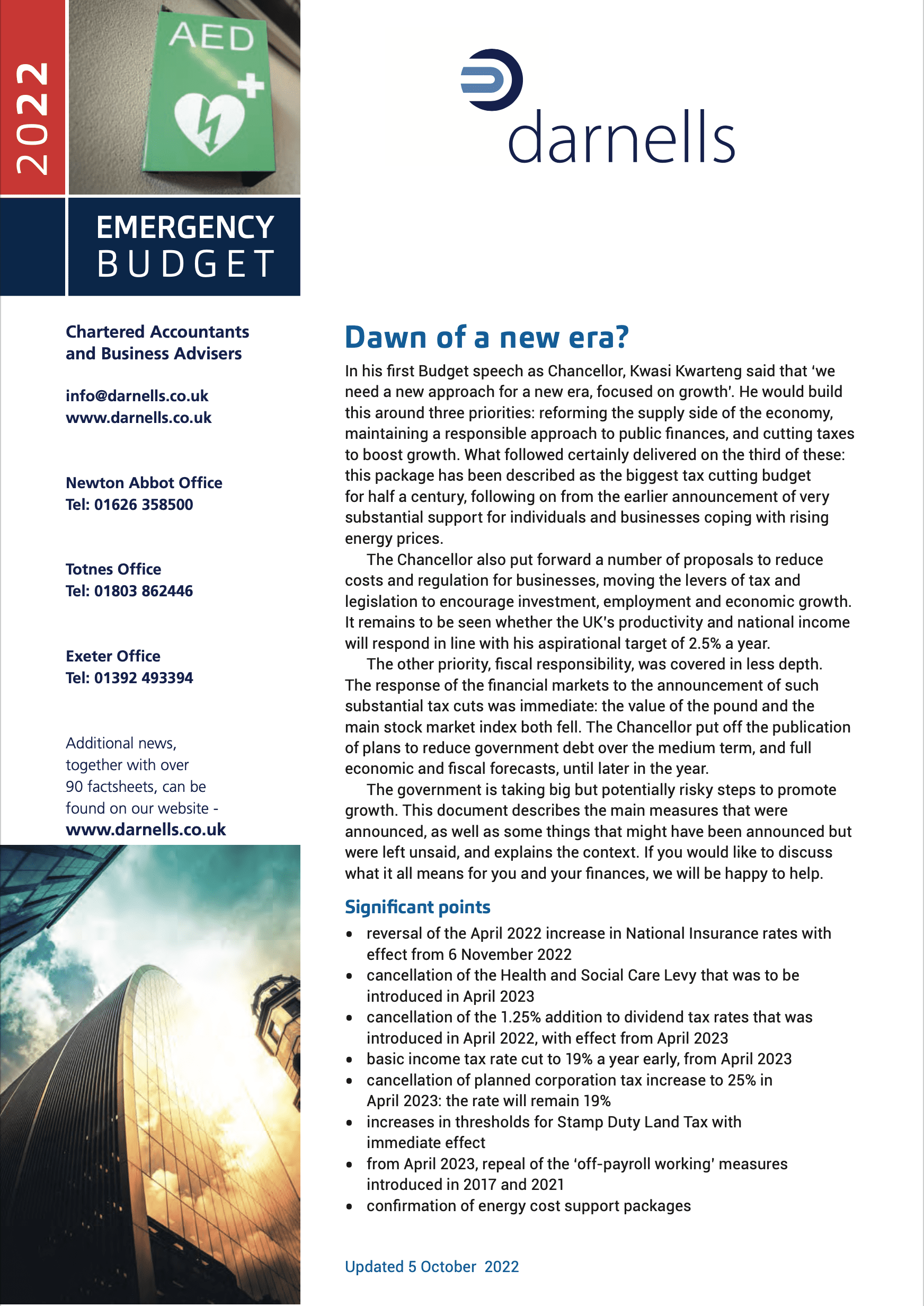 Emergency Budget 2022 Cover