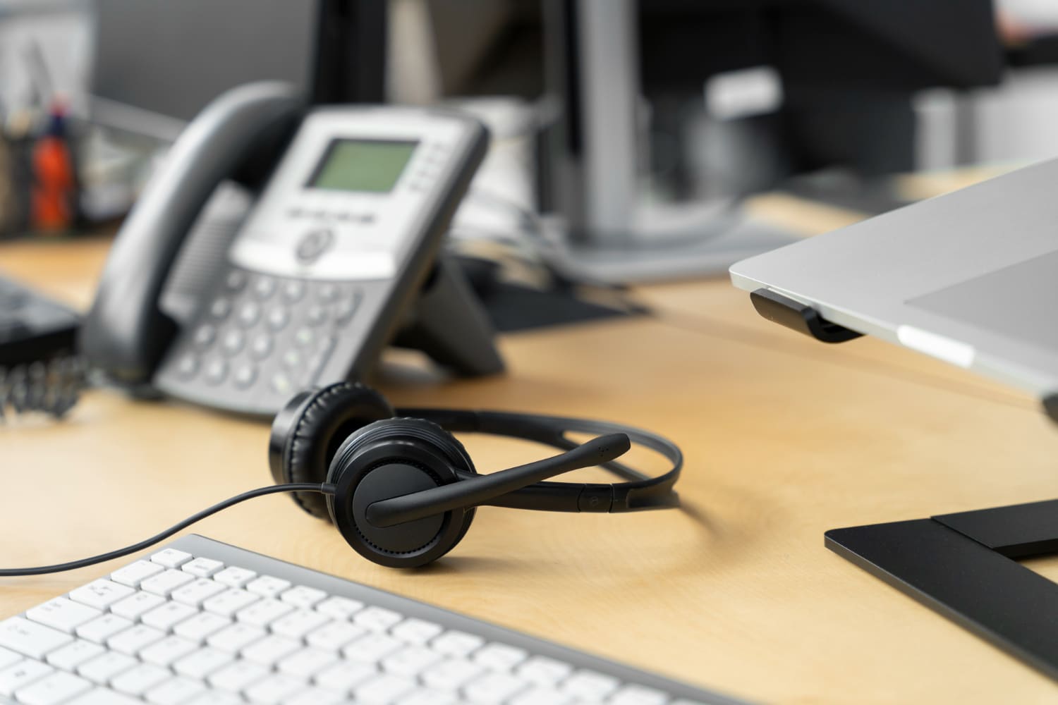Telephone on a desk