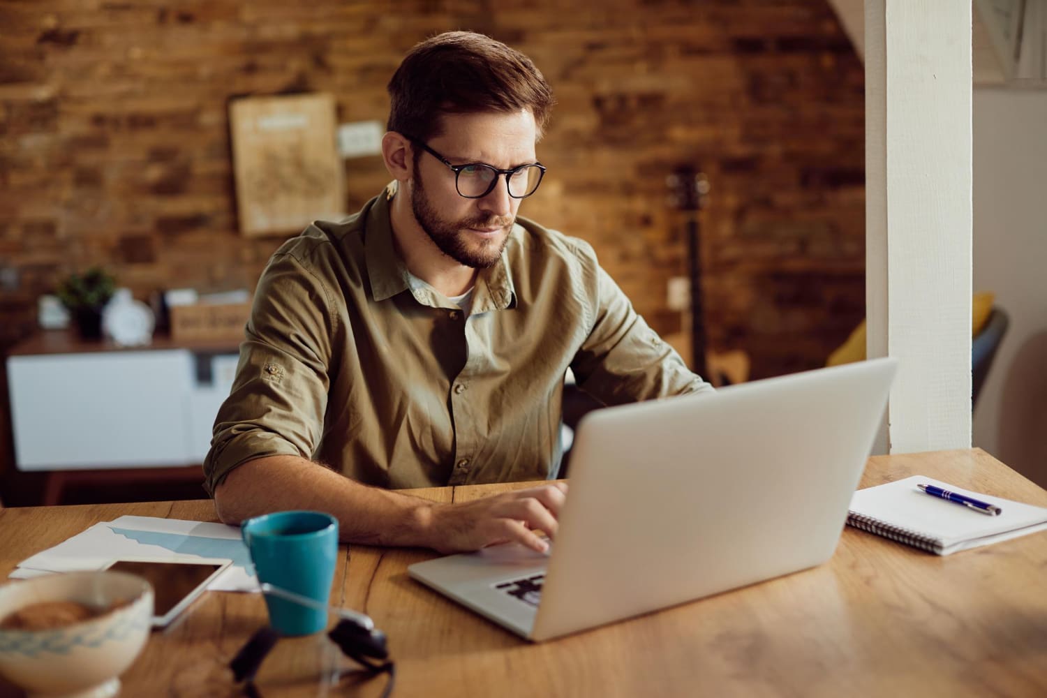 Man working on a laptop