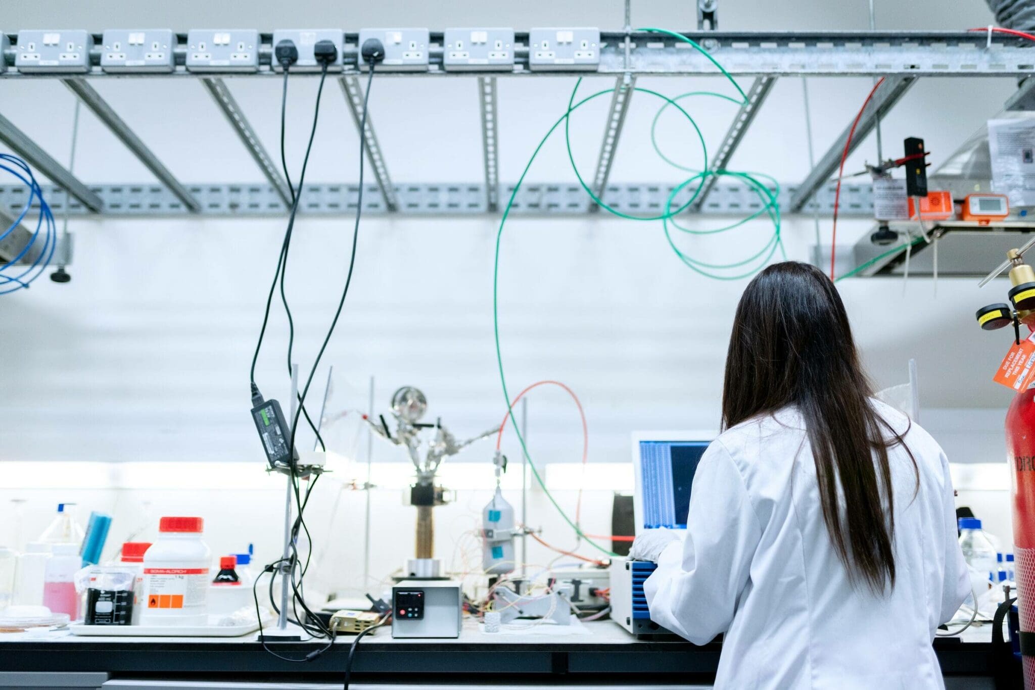 Woman working in robotics lab
