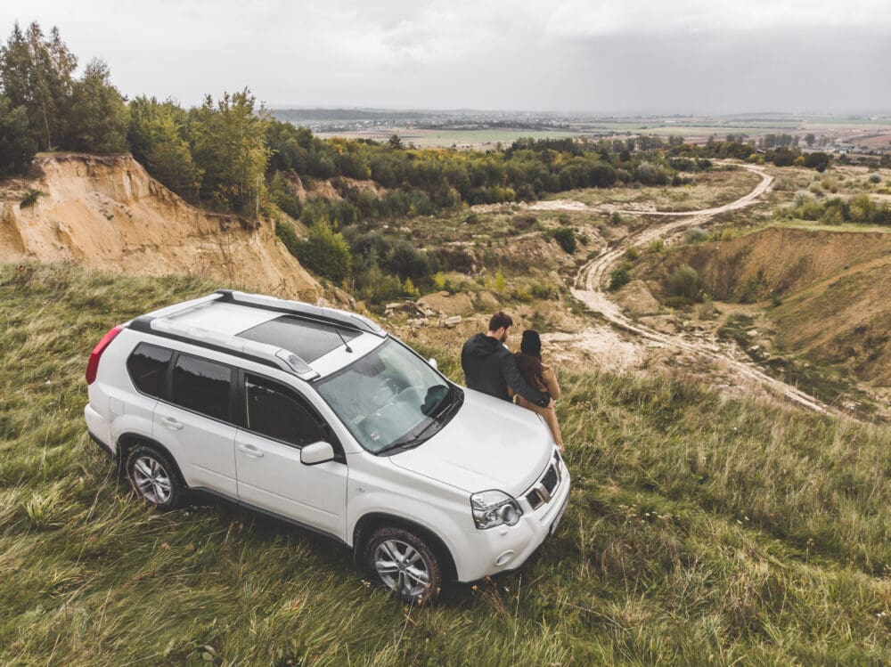 Car on top of a hill