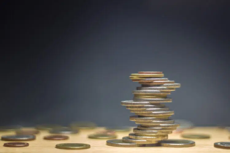 a stack of coins