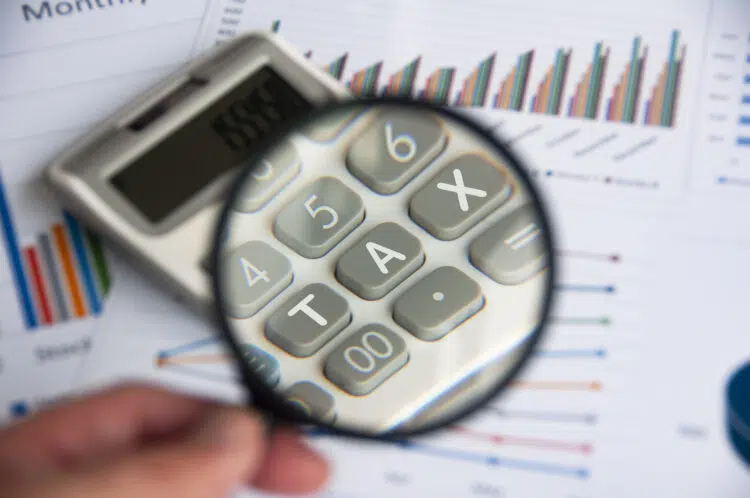 calculator displaying tax