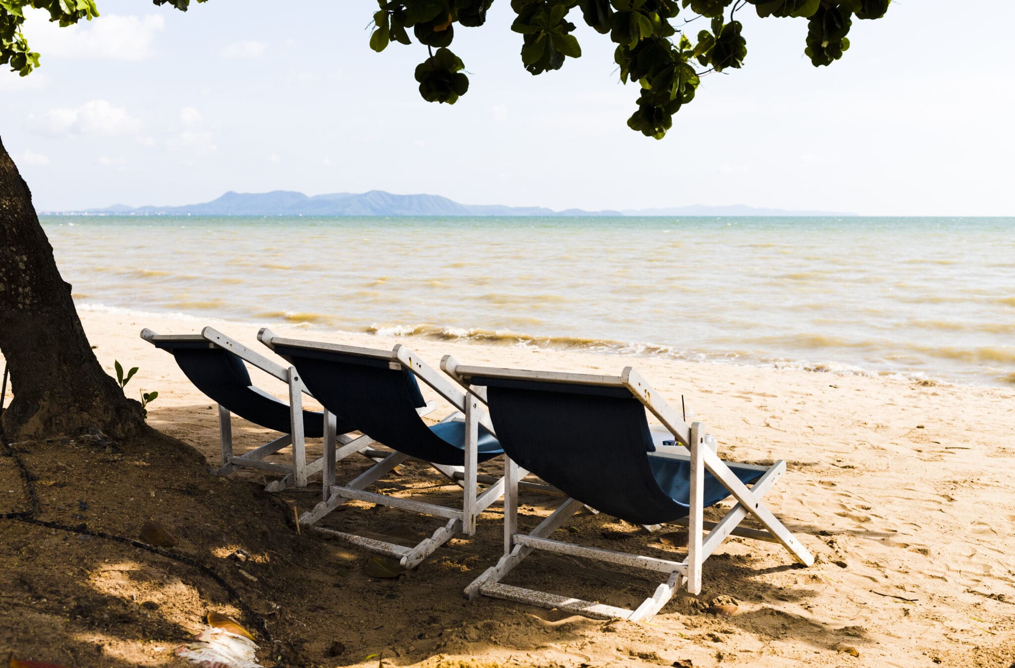 Lounge chairs on a beah