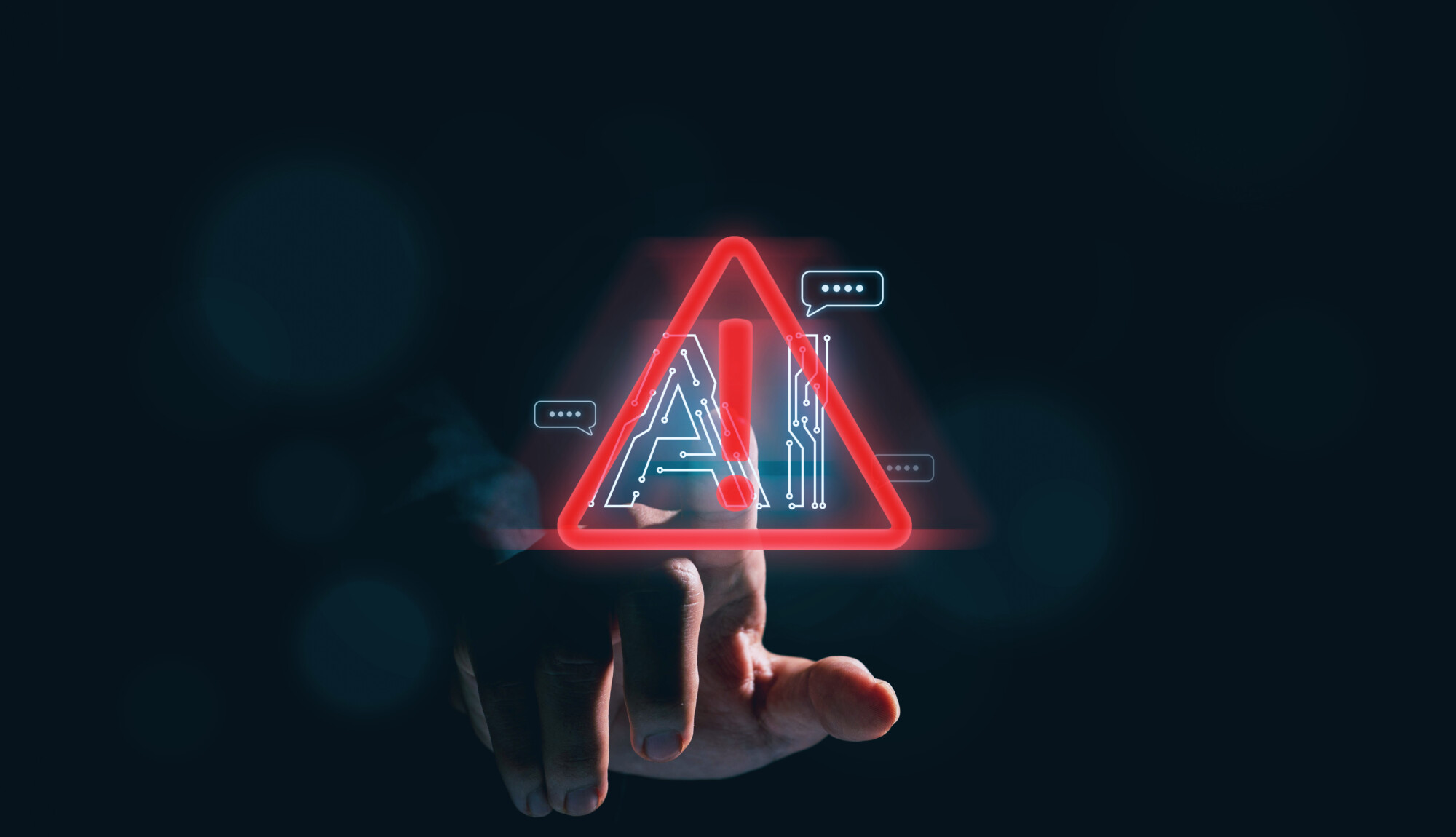 AI warning symbol highlighting risks of using artificial intelligence in tax proceedings.